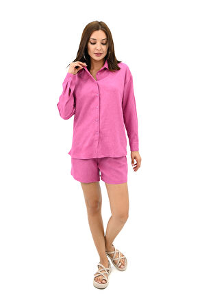 Kadın Uzun Kollu Gömlek Yaka İkili Takım 4096-25