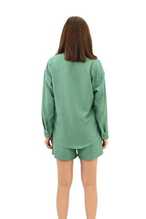 Kadın Uzun Kollu Gömlek Yaka İkili Takım 4096-25