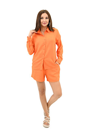 Kadın Uzun Kollu Gömlek Yaka İkili Takım 4096-25