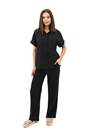 Kadın Kısa Kollu Gömlek Yaka İkili Takım 4097-25