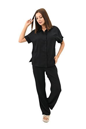 Kadın Kısa Kollu Gömlek Yaka İkili Takım 4097-25