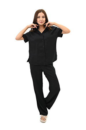 Kadın Kısa Kollu Gömlek Yaka İkili Takım 4097-25