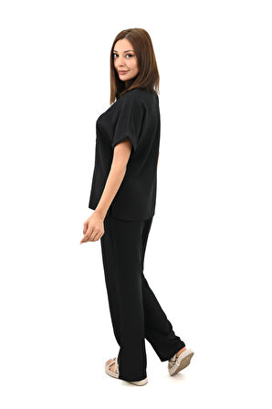 Kadın Kısa Kollu Gömlek Yaka İkili Takım 4097-25