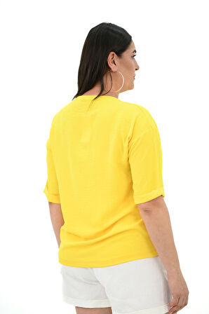 Kadın Büyük Beden Yüz Baskılı T-shirt 1788-25