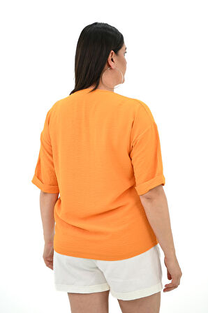 Kadın Büyük Beden Yüz Baskılı T-shirt 1788-25