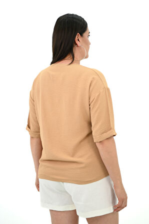 Kadın Büyük Beden Yüz Baskılı T-shirt 1788-25