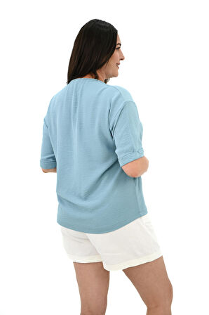 Kadın Büyük Beden Yüz Baskılı T-shirt 1788-25