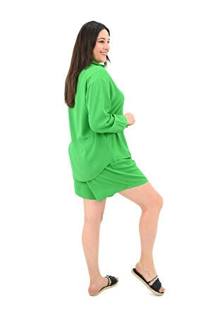 Kadın Büyük Beden Uzun Kollu Şortlu İkili Takım 8127-25