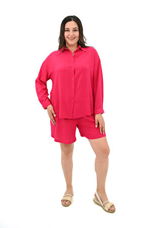 Kadın Büyük Beden Uzun Kollu Şortlu İkili Takım 8127-25