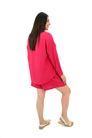 Kadın Büyük Beden Uzun Kollu Şortlu İkili Takım 8127-25