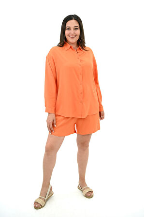 Kadın Büyük Beden Uzun Kollu Şortlu İkili Takım 8127-25