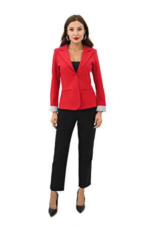 Kadın Tek Düğme Detaylı Blazer Ceket 5522