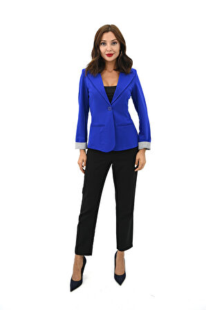 Kadın Tek Düğme Detaylı Blazer Ceket 5522
