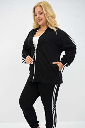 Kadın Büyük Beden Kapüşonlu Baskı Detaylı Eşofman Takımı 8136-25