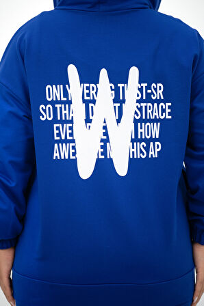 Kadın Büyük Beden Kapüşonlu Baskı Detaylı Eşofman Takımı 8136-25