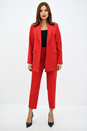 Kadın Leopar Astar Detaylı Ceket Takım 0115-25