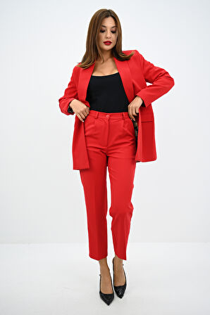 Kadın Leopar Astar Detaylı Ceket Takım 0115-25