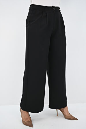 Kadın Pileli Yüksek Bel Bol Paça Pantolon 6299-25