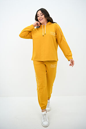 Kadın Büyük Beden Aksesuar Çıtçıt Detaylı Eşofman Takımı 8144-25