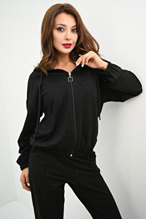 Kadın Taş Baskılı Uzun Kollu Eşofman Takımı 4136-25