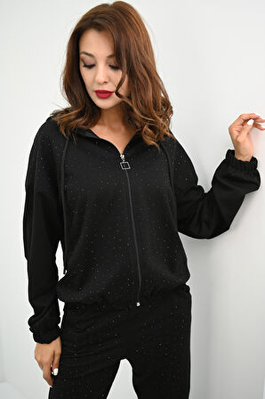 Kadın Taş Baskılı Uzun Kollu Eşofman Takımı 4136-25