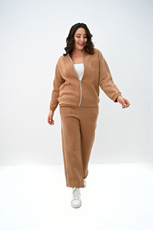 Kadın Büyük Beden Fermuarlı İşleme Detaylı Eşofman Takımı 8152-25