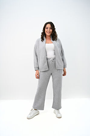 Kadın Büyük Beden Fermuarlı İşleme Detaylı Eşofman Takımı 8152-25