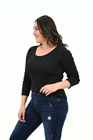 Kadın Büyük Beden Uzun Kollu Basic Bluz 1759-25
