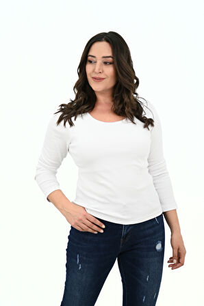 Kadın Büyük Beden Uzun Kollu Basic Bluz 1759-25