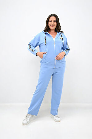 Kadın Büyük Beden Metal Aksesuar Detaylı Eşofman Takımı 8150-25