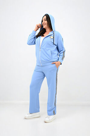 Kadın Büyük Beden Metal Aksesuar Detaylı Eşofman Takımı 8150-25