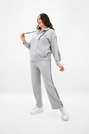 Kadın Büyük Beden Metal Aksesuar Detaylı Eşofman Takımı 8150-25