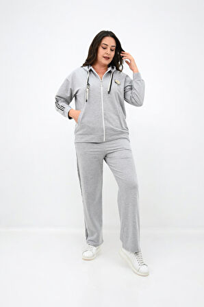 Kadın Büyük Beden Metal Aksesuar Detaylı Eşofman Takımı 8150-25