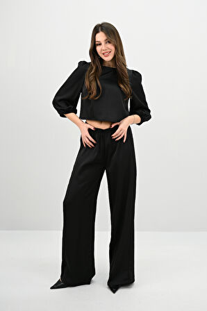 Kadın Truvakar Kol Bol Paça Saten İkili Takım 4236-25