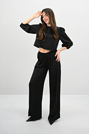 Kadın Truvakar Kol Bol Paça Saten İkili Takım 4236-25