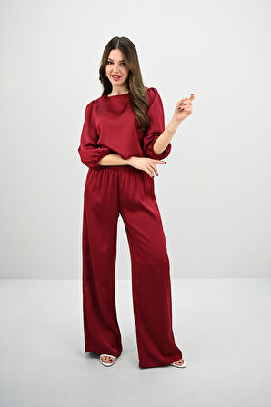 Kadın Truvakar Kol Bol Paça Saten İkili Takım 4236-25
