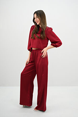 Kadın Truvakar Kol Bol Paça Saten İkili Takım 4236-25