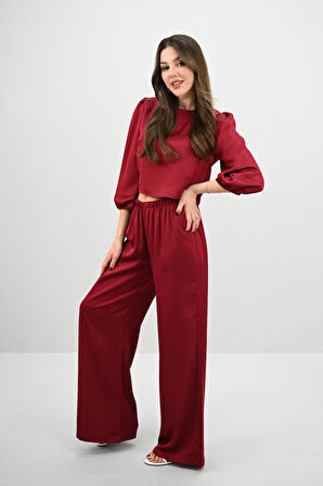Kadın Truvakar Kol Bol Paça Saten İkili Takım 4236-25