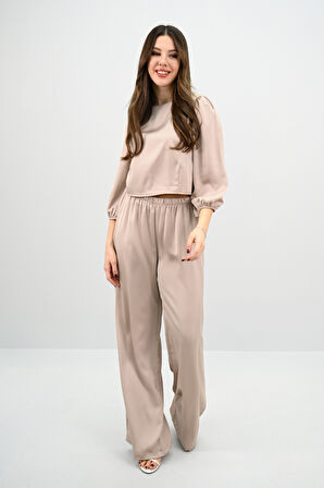 Kadın Truvakar Kol Bol Paça Saten İkili Takım 4236-25