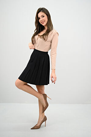 Kadın Yüksek Bel Pileli Etek 6316-25