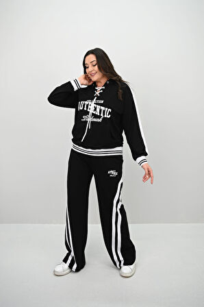 Kadın Büyük Beden Kordonlu Bol Paça Eşofman Takımı 8164-25