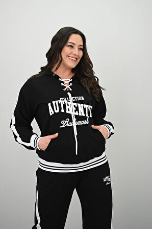 Kadın Büyük Beden Kordonlu Bol Paça Eşofman Takımı 8164-25