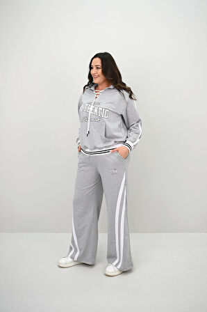 Kadın Büyük Beden Kordonlu Bol Paça Eşofman Takımı 8164-25