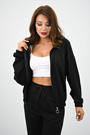 Kadın Taş Baskılı Uzun Kollu Eşofman Takımı 4136-25