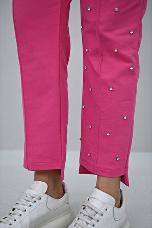 Kadın Büyük Beden Truvakar Kol Taş İşleme Detaylı Eşofman Takımı 8147-25