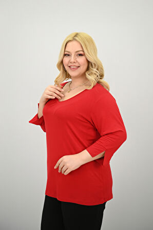 Kadın Büyük Beden Bantlı V yaka Bluz 1919-25