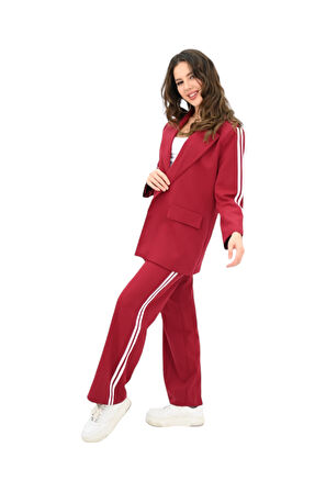 Kadın Şerit Detaylı Oversize Ceket Takım 9007-25