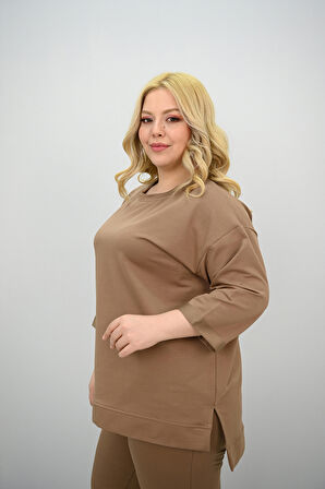 Kadın Büyük Beden Truvakar Kol Lastik Paça Eşofman Takımı 8185-25