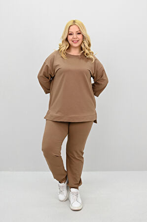 Kadın Büyük Beden Truvakar Kol Lastik Paça Eşofman Takımı 8185-25