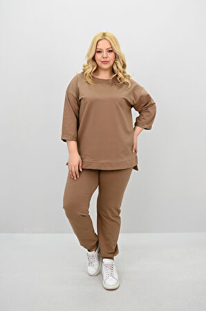 Kadın Büyük Beden Truvakar Kol Lastik Paça Eşofman Takımı 8185-25